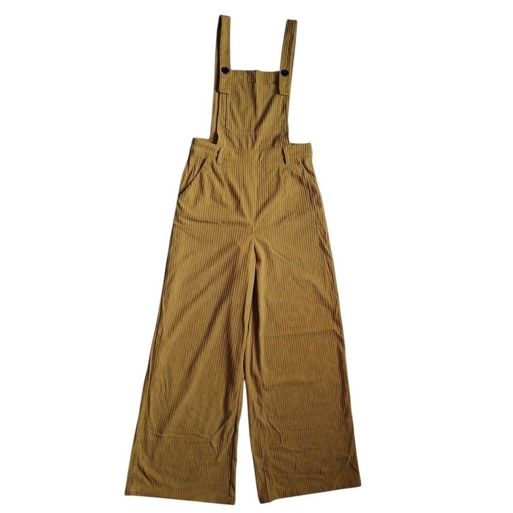 Cider Overalls Womens Sz Small Wide Leg Gold Corduroy Retro Bib NWT